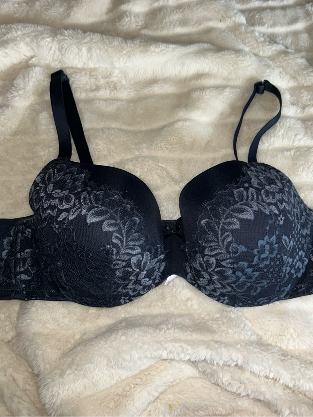 CACIQUE Lace Push-Up Bra with Floral Embroidery DARK BLUE 44C